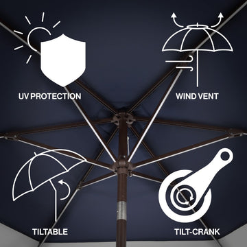 Spencer 9 ft. Classic Coastal 2-Tone Solar LED Market Patio Umbrella - JONATHAN Y